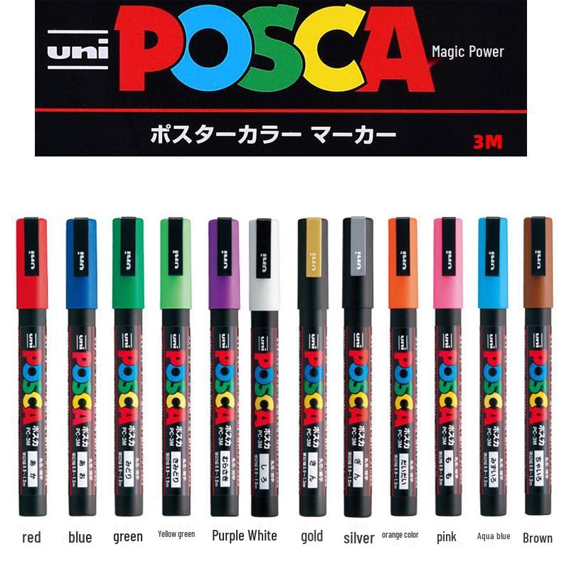 Akrilik Sanat İçin UNI Mitsubishi POSCA Beyaz Vurgulama Boya Kalemi, PC-3M