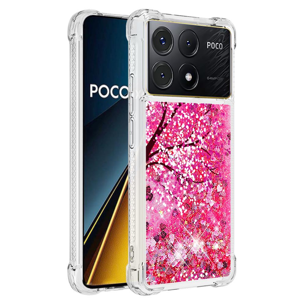 

For Xiaomi Poco X6 Pro 5G/Redmi K70E 5G TPU Case with Quicksand and Pattern Printed Cherry Blossom