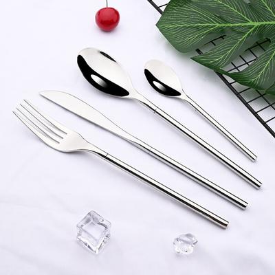 Luxury Tableware Dinner Knife Spoon Fork Flatware Set 4PC Stainless Steel Mirror Silver Slap-up Wedding Silverware Cutlery Set