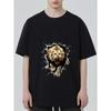 Men's Black T-Shirt Lion Breaking Through Graphic Design Casual Wear for Everyday Outfits