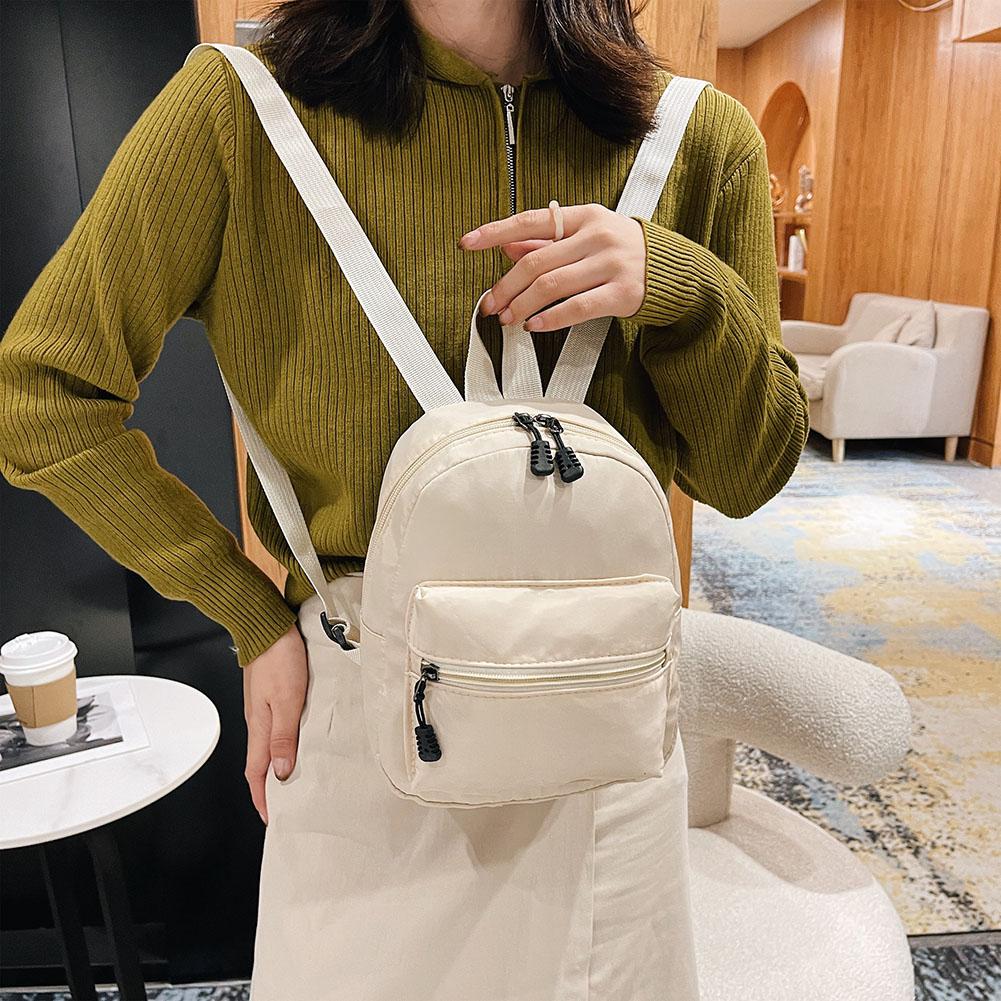 Fashion Nylon Mini Backpack for Women Solid Color Cute Small Bag Pack Knapsack Preppy Style Girls Women's Daypack Mini Rucksacks