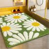 Flower Super Soft Microfiber Bath Mat Super Absorbent Anti-Skid Door Mats for Home/Bathroom/Bedroom/Kitchen/Floor Mat (Green) Pack of 1