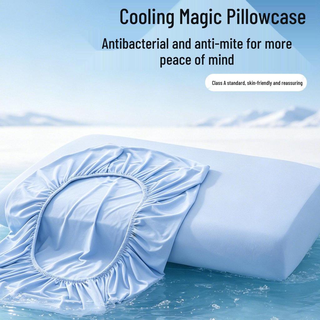 Ice Silk Cooling Pillowcase, Memory Foam, Universal Irregular Shape, Summer Comfort.