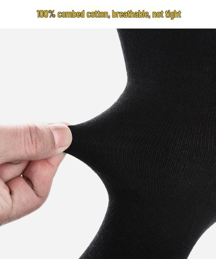 6 Pairs Men's Large Seamless Sweat-Absorbing Odor-Resistant Mid-Calf Socks for Autumn/Winter