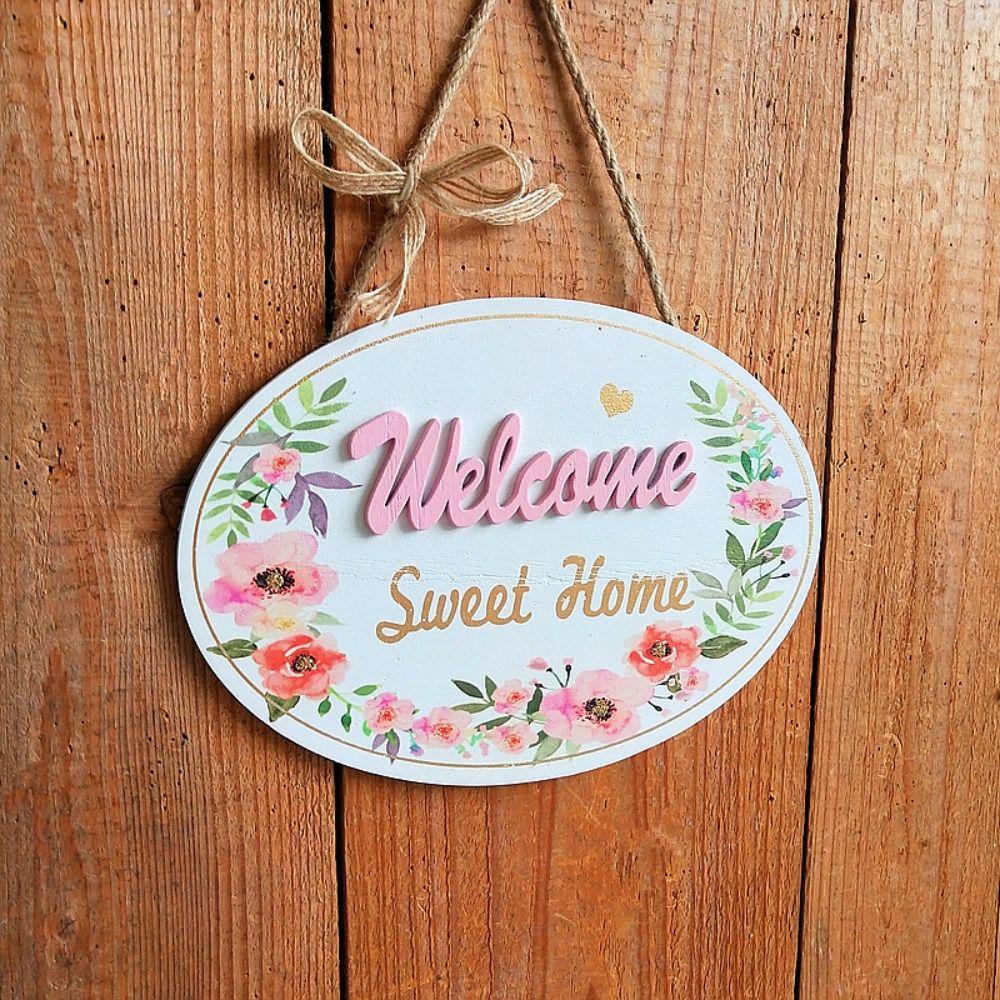 Home Decoration Oval Shape Handmade Door Hanging Ornaments Garden Plaque Layout Props Door Plate