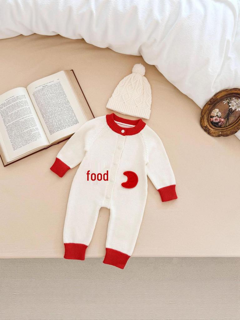 Knitted Romper with 3D Stars & Moon for Infants & Toddlers - Cute Spring & Autumn Crawling Suit for Boys & Girls