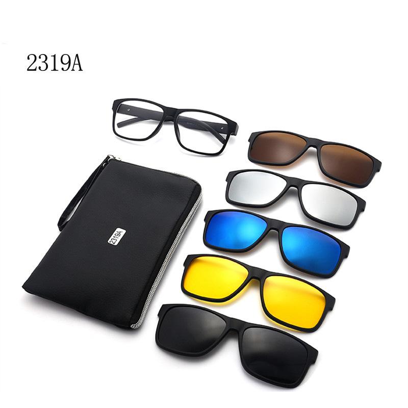 6 In 1 Men Women Optical Magnetic Sunglasses Clip Magnet Clip on Sunglasses Polaroid Clip on Sun Glasses WIth Box
