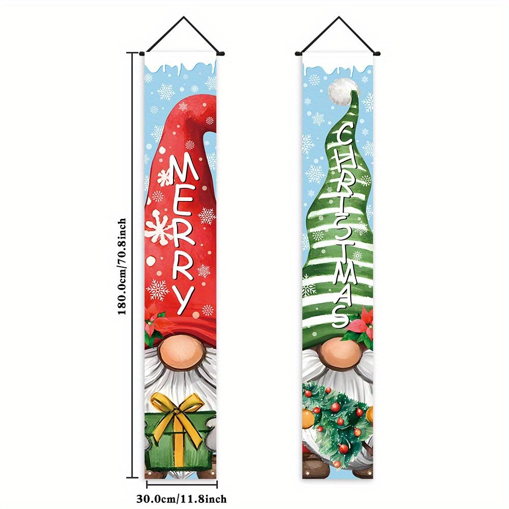 Merry Christmas Porch Sign Carnival 1 Pair Polyester Indoor Outdoor Decor