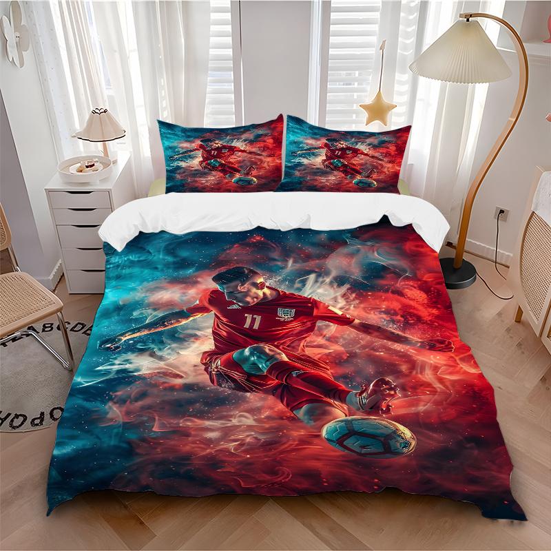 3pcs England Football Player Artwork Home Bedding Set-Perfect for Bedroom, Guest Room, Living Room, Hotel Decor-Ideal Gift for Fans, Travele
