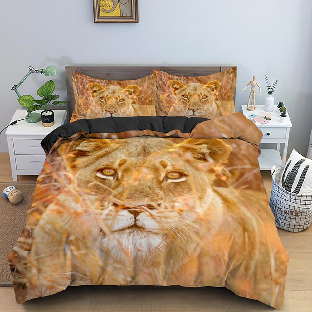 3D Lion Print King Bedding Set Custom Animal Adult Kids Queen Duvet Covers Comforter/Quilt/Blanket Cover Sets With Pillowcase