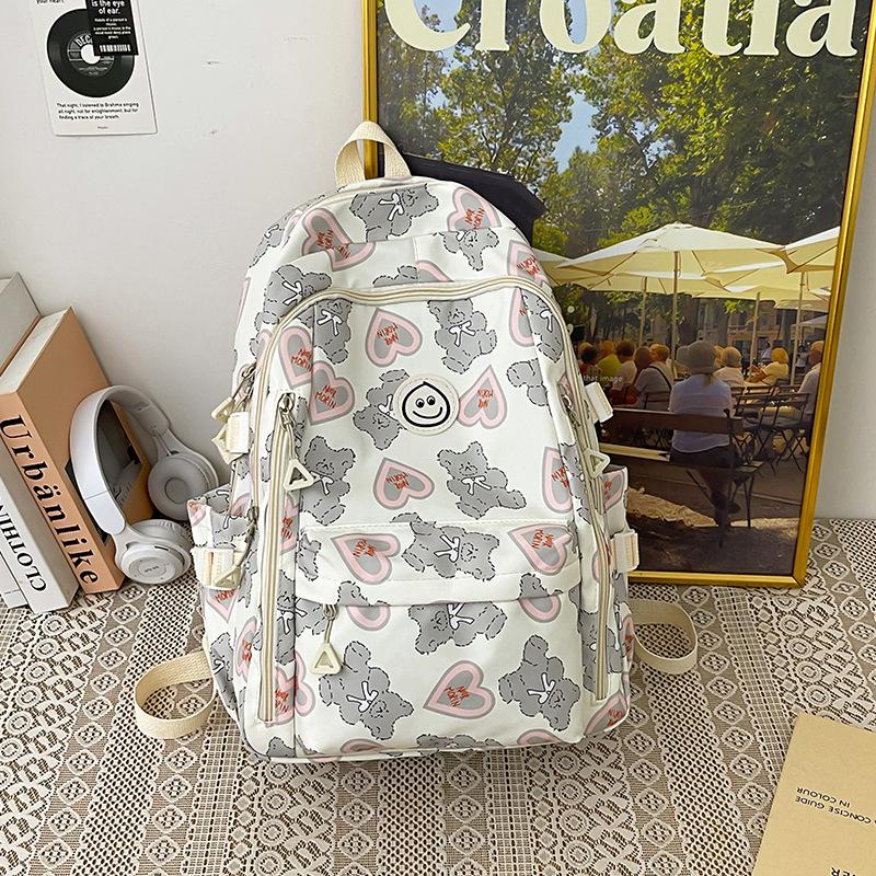 New high-value love bear niche design backpack female college students female junior high school students large-capacity schoolbag