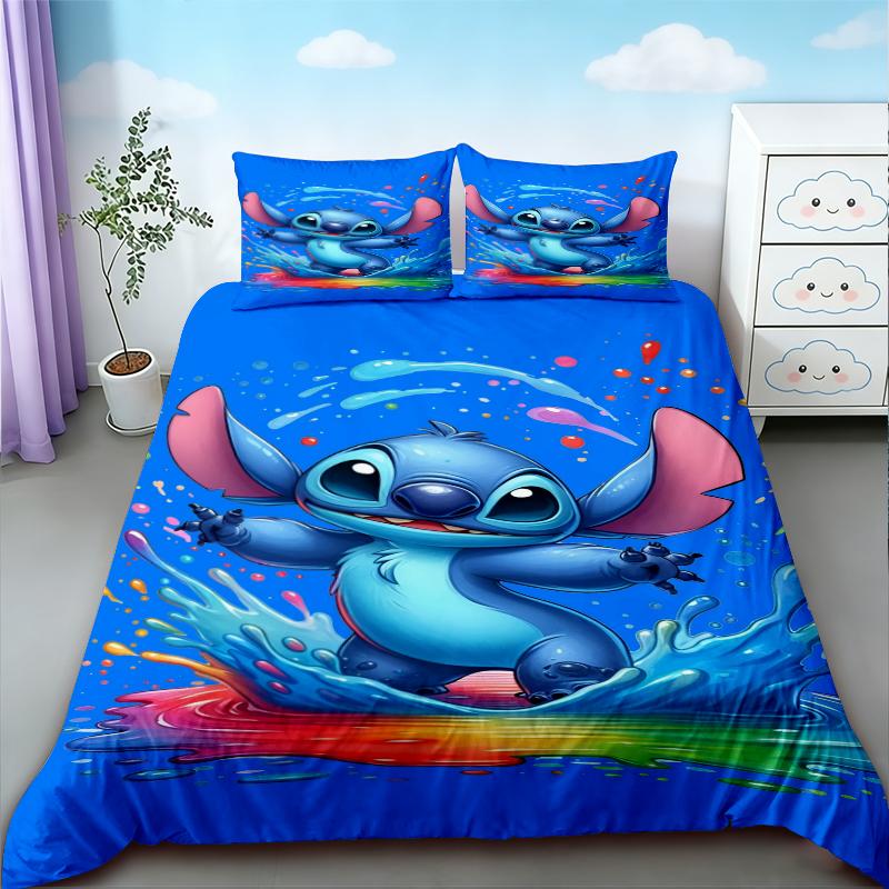 Cartoon Stitch 3pcs Duvet Cover Quilt Cover Bedding Set Queen King Twin Size for Children Bedroom Decor Birthday Gifts