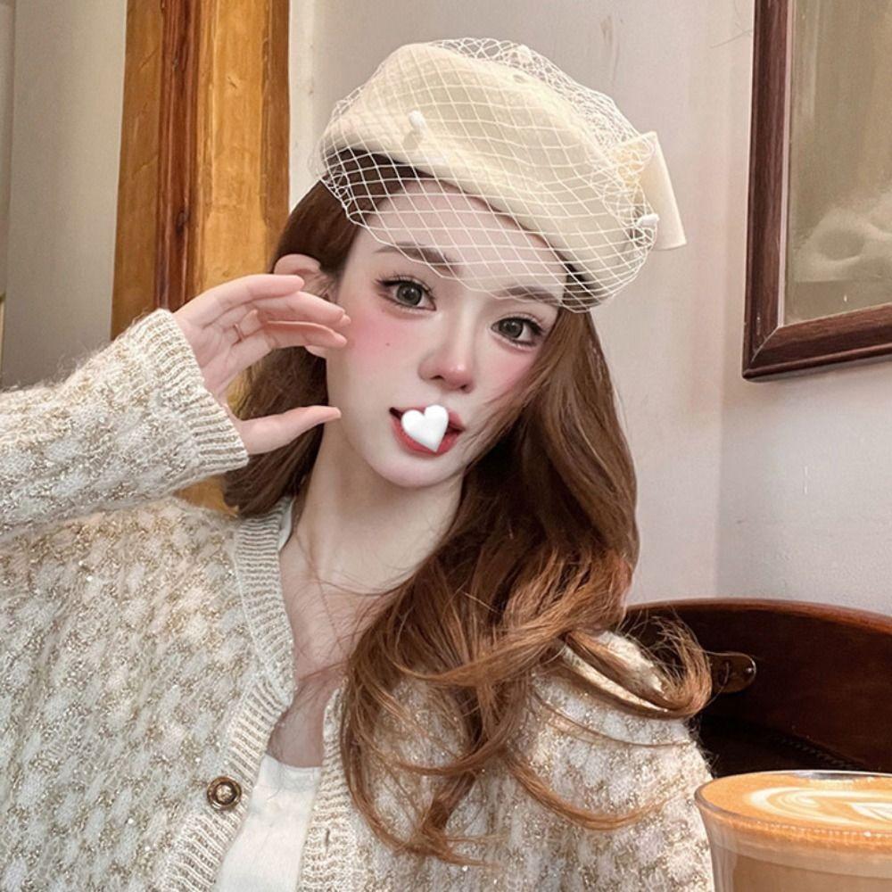 Temperament Bow Hat with Veil British Style Formal Hat New Fascinator Hat