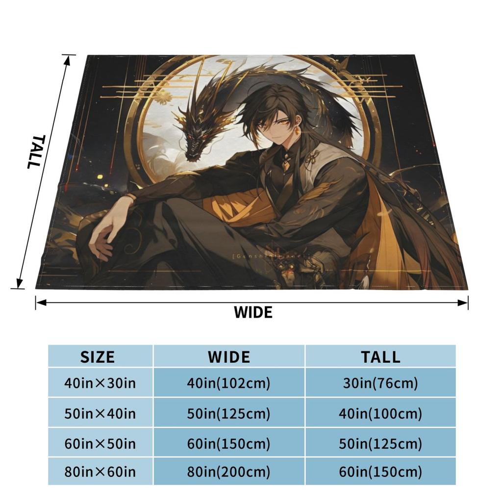 Genshin Impact Zhongli Blanket Flannel Textile Decor Anime Game Cartoon Portable Super Soft Throw Blanket for Home Car Quilt