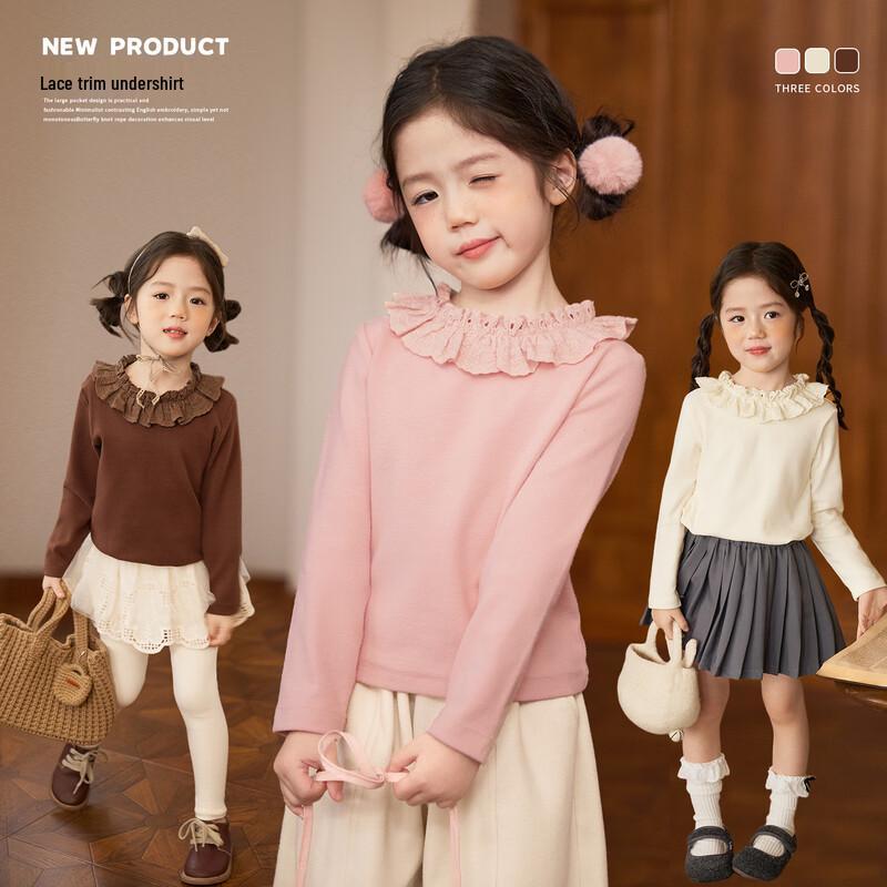 LUSON Little O Treasure Girls  Lace Collar Long Sleeve T-Shirt 80