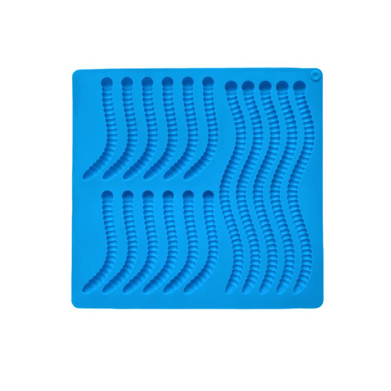 

1 шт. Форма для силиконовых конфет-червячков, сделай сам, для шоколадных конфет, пудинга, печенья, лоток для льда синий