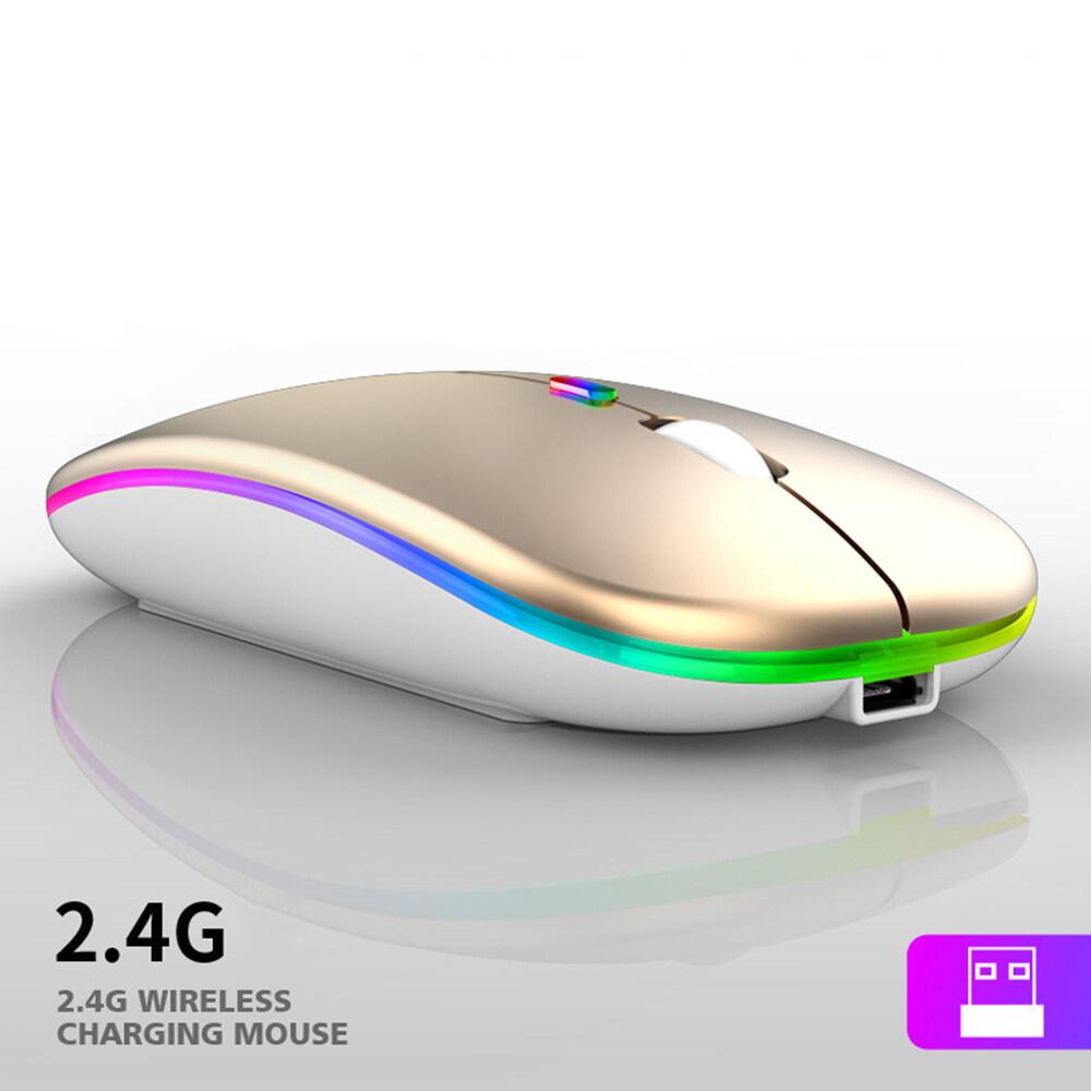 Ultra Slim Silent Rechargeable 2.4G Wireless Mouse with 1600DPI RGB LED Backlit and Ergonomic Design