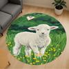 1PC White Lamb Round Chair Mat Area Rug - Non-Slip, Floor Mat for Office, Bedroom, Home Decor Christmas Gift C0528057