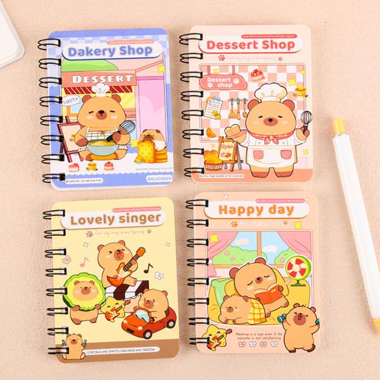2 Stuks Capybara Mini Spiraal Notitieboekjes A7 3,2 x 4,1 Inch Notitieboekjes 80 Blanco Pagina's Journal Draagbaar Schattig Memo Blokjes voor School Kinderen Studenten Cadeaus
