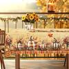 1 Piece Thanksgiving Round And Rectangular Tablecloth, Various Sizes, Autum Pumpkin Wheat Ear Orange Plaid Tablecloth, Table Cover For Home Kitchen, T