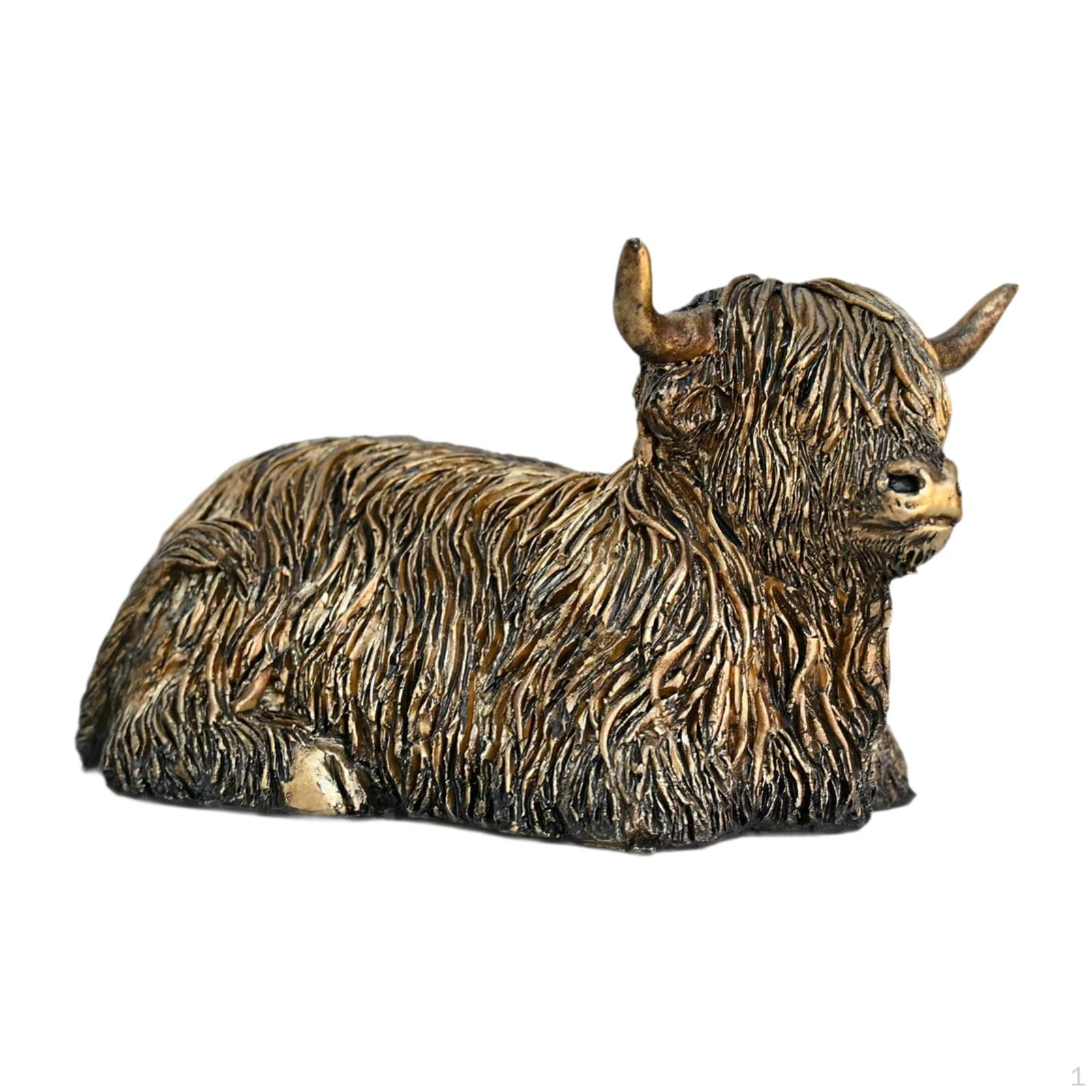 

Фигурка яка, скульптура из смолы для домашнего офиса 14x8x10cm_Sitting