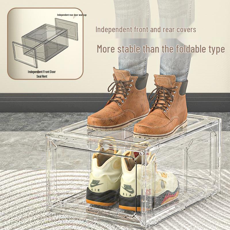 Kunststoff-Schuhregal mit Klappdeckel und magnetischer handbemalter Aufbewahrungsbox