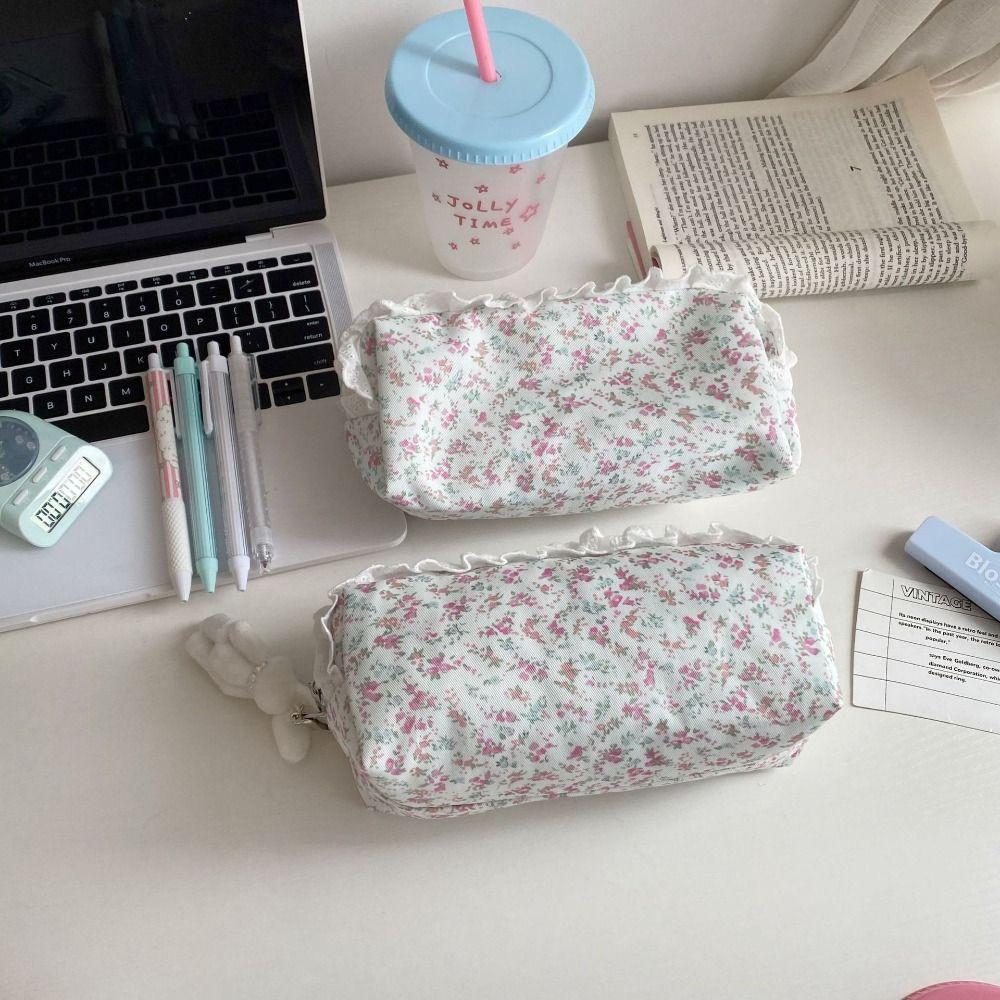 Large Capacity Pen Bag Lace Floral Pattern Stationery Bag High Quality Pen Box  Gift