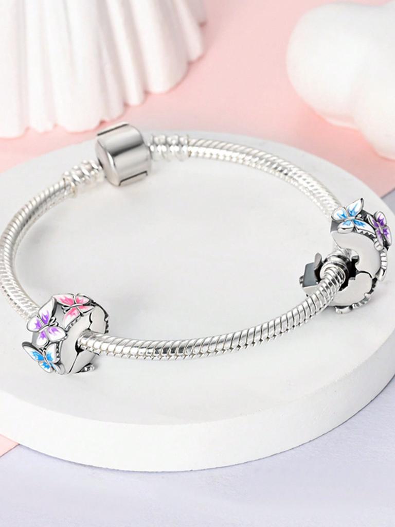 Charm Copper Colors Pink Flowers Bead For Original Bracelet Diy Beads Charms Jewellery Making Gift For Women Styfne