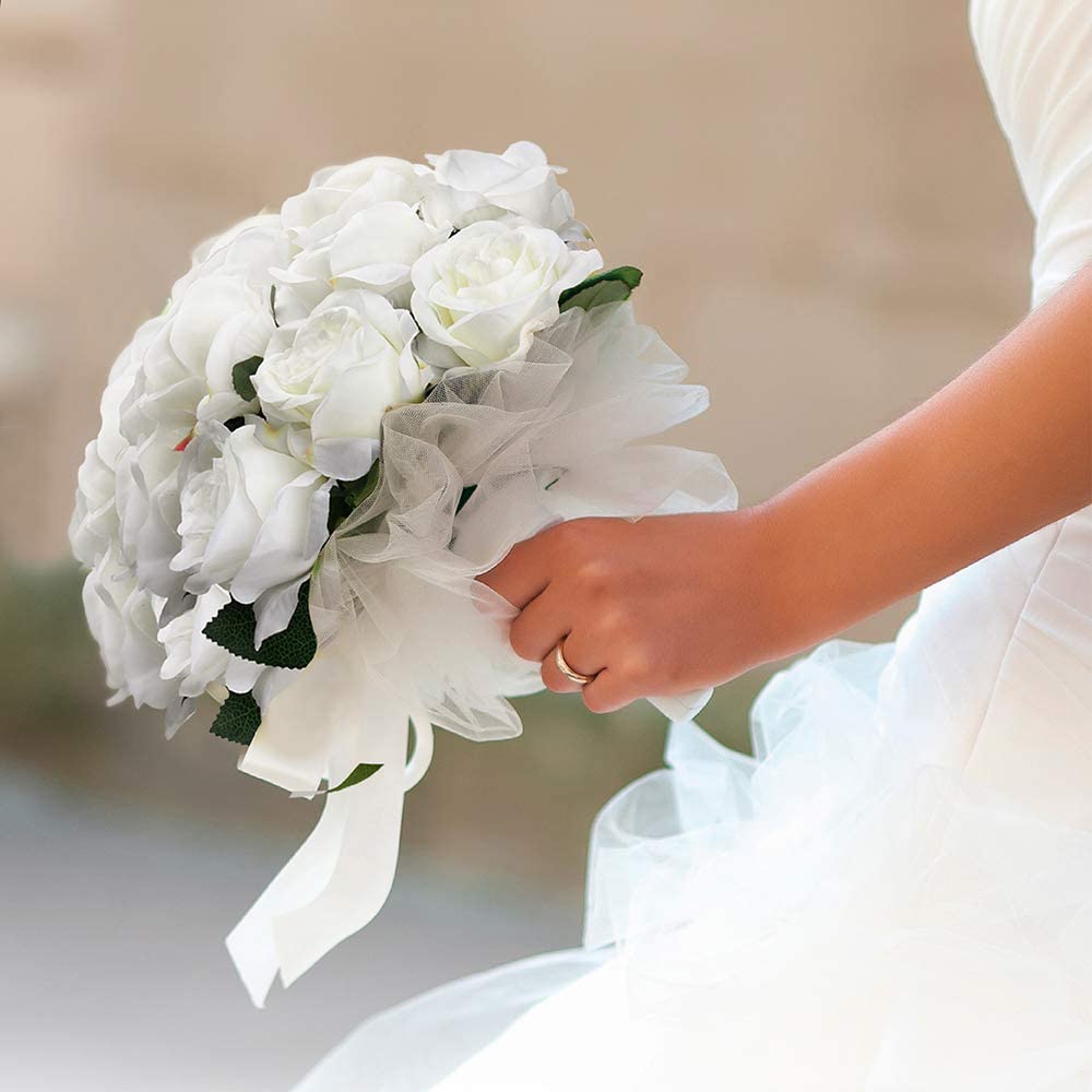 Yannew 5pcs Velvet Artificial Rose Flowers with Long Stem Valentines Day Red Gift Roses for DIY Wedding Bouquets Home Room Decor