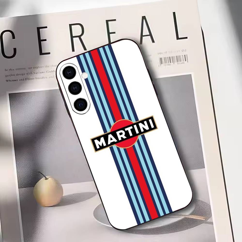 M-Martini Racing Horizontal Stripe  Phone Case For Samsung Galaxy A73,A72,A71,A70,A53,A52,A51,Others Soft Black Cover