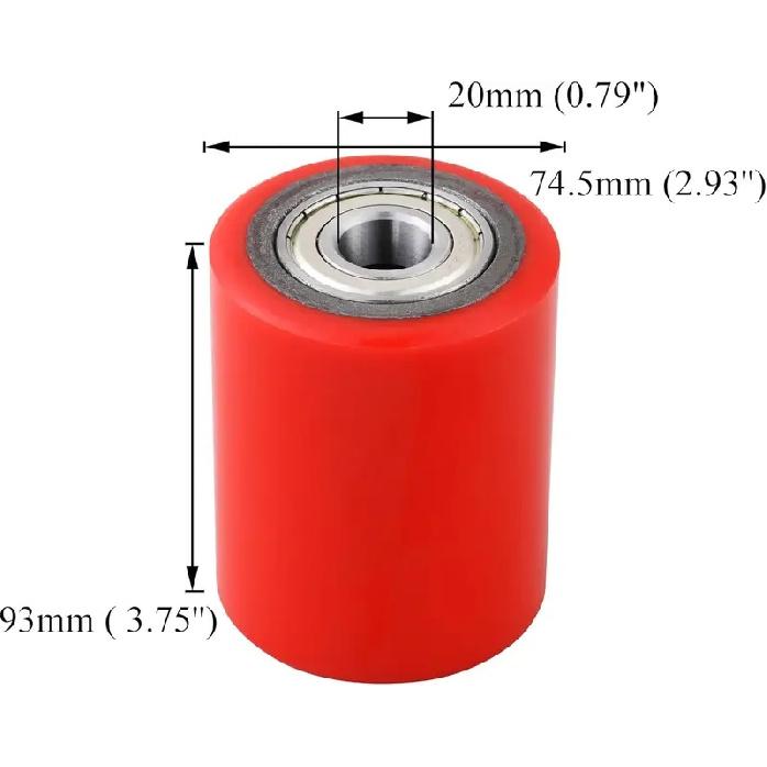 A Pair of Pallet Jack/Truck Wheels 3 X 3.75"with Pre-Installed Bearings, 20mm ID PU Tread - Includes Axles and Pins by JackCraft