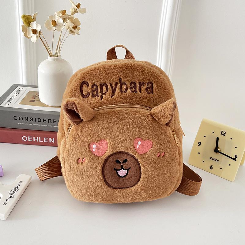 New style Plush Women Bag Gift For Girls Kids Capybara Doll Plush Backpacks Portable Cartoon Animals Cute Capybara Backpack