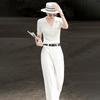Damen Sommer POLO-Kragen Strick Kurzarm Top