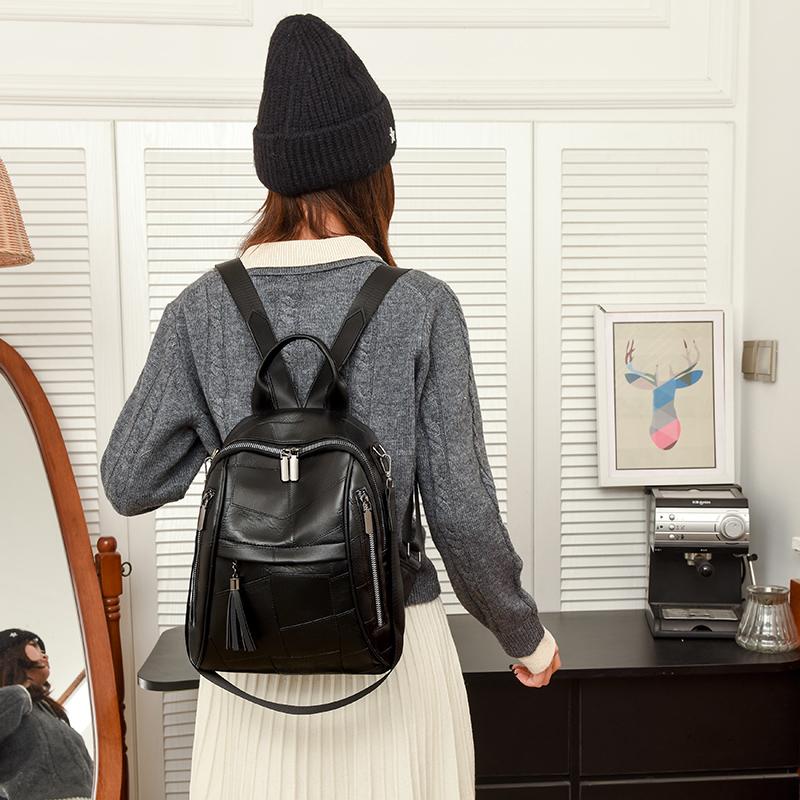 Women's Tassel Backpack Large Capacity Commuter Bag