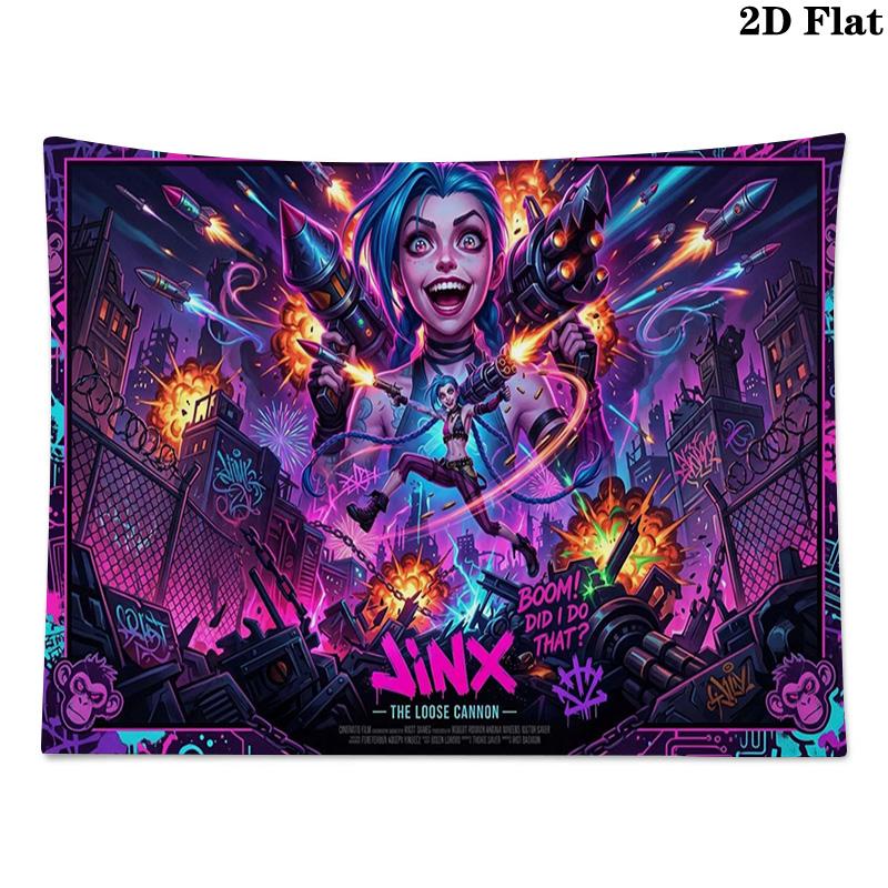 Jinx Wall Tapestry Aesthetic Wall Hanging Printed Fabric Blanket Decorative Tapestries for Bedroom Living Room Home Decor