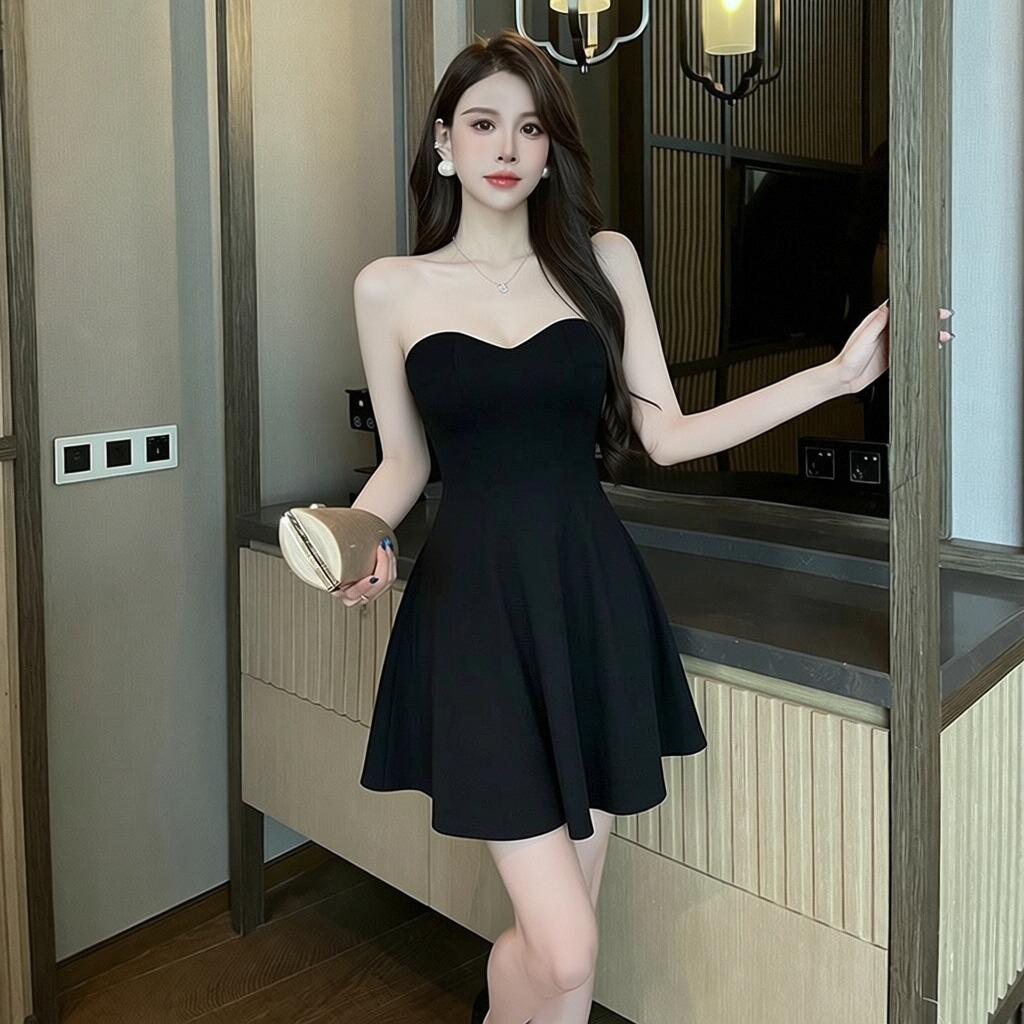 Nightclub White Tube Top Waist A-shaped Dress Light Luxury Temperament Slim and Thin Short Dating Dress Dress Woman