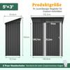 Capanno da Giardino Tetto Piano 152x84x182 cm, Capanno Attrezzi con Porta in Metallo Chiusurabile, Senza Finestra, 1,27 m² di Spazio di Stoccaggio, Design Resistente alle Intemperie per Attrezzi da Giardino, Nero