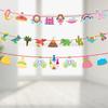 Birthday Energetic Hawaiian Decorating Kit With Colorful Paper Streamers And Triangle Flags For Events