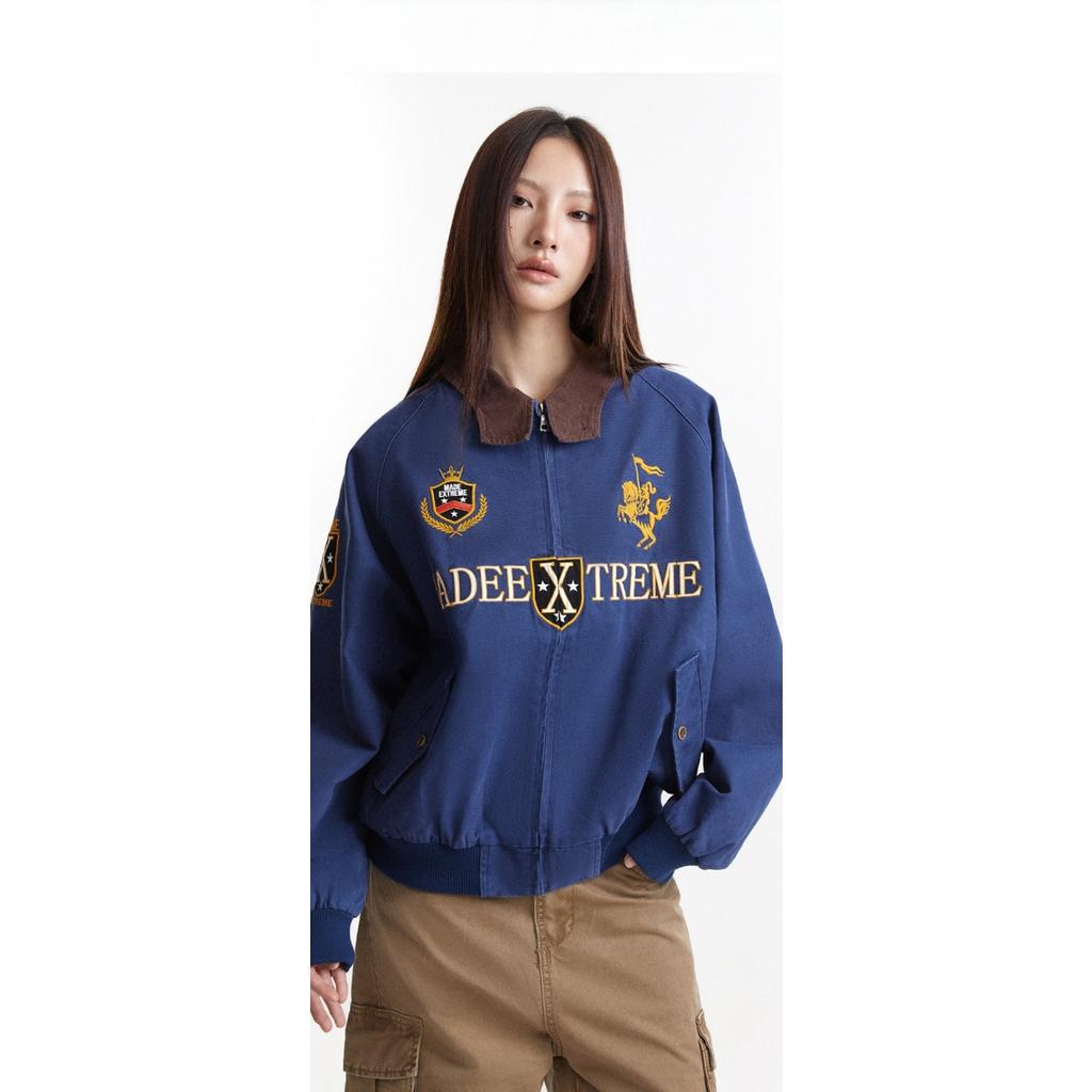 EastRogue Detroit Embroidered Jacket for Men, Autumn Retro Streetwear, Vintage Twill Cotton, Asute