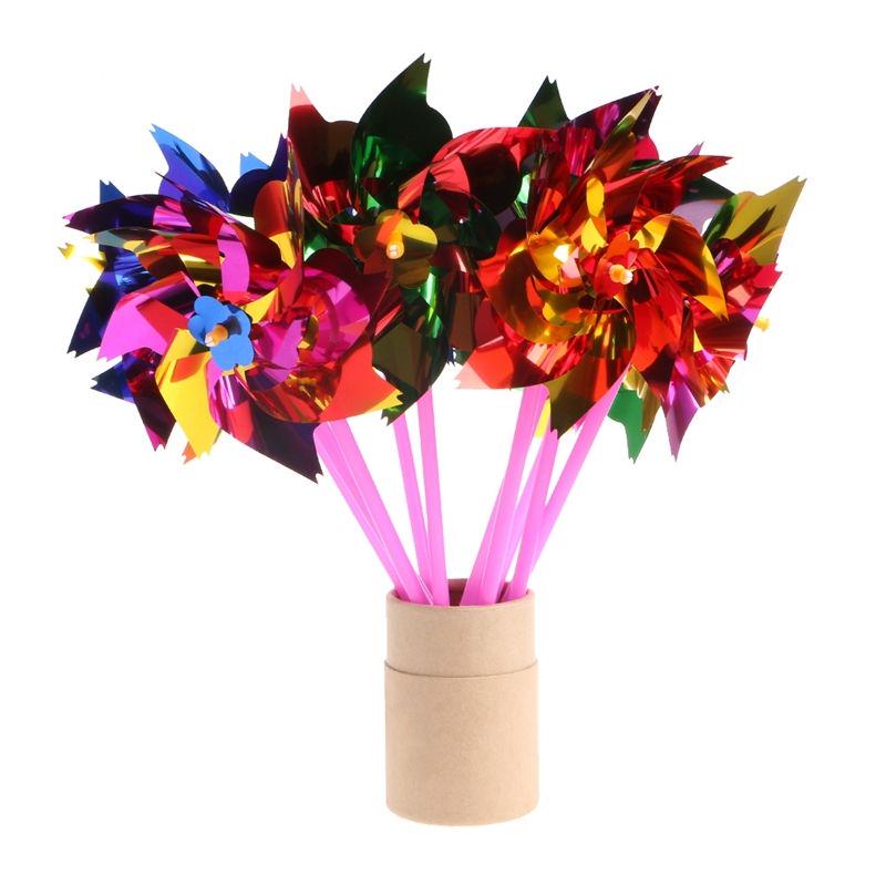 10Pcs Plastic Kids Toy Windmill Pinwheel Wind Spinner Lawn Garden Party Decor