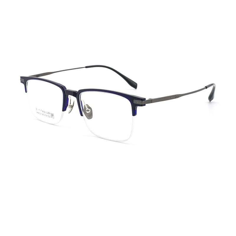 

MOMOJA 2024 Новые сверхлегкие очки из чистого титана в оправе для мужчин в ретро-квадратной оправе для коррекции зрения, оптические очки для близорукости 96802 синий