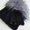 Natural Mink Fur Hats for Women Winter Hand Woven Fur Tail Fox Fur Knit Caps Fashion Design Warm Female Ski Beanie