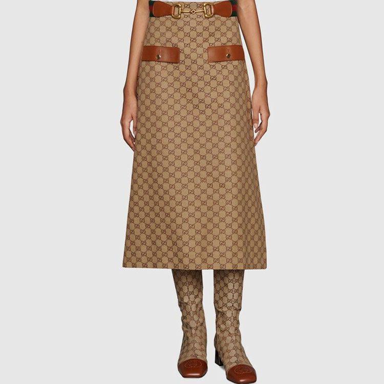 Previous Season GG Canvas Midi Skirt 681567-Z8AWI-2184