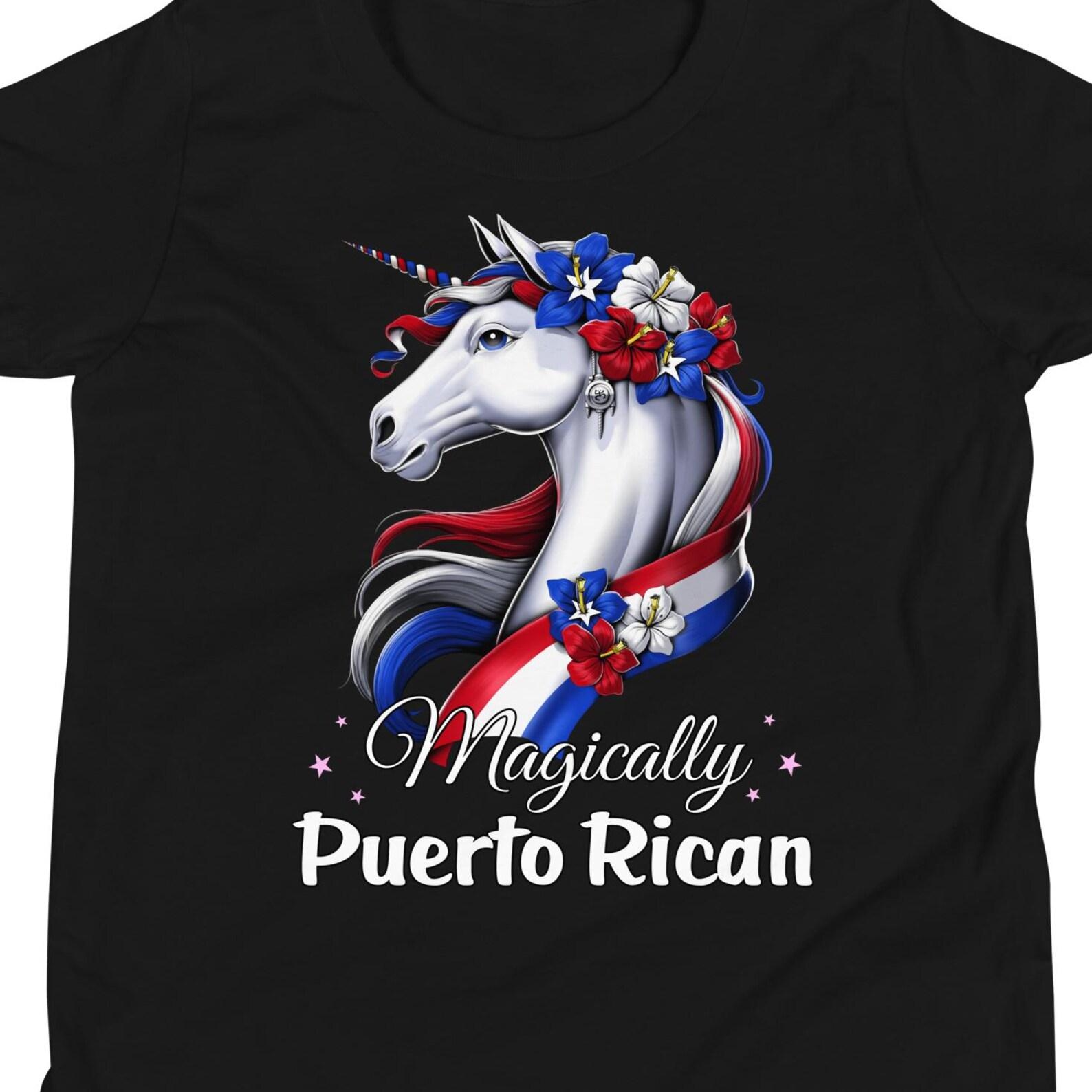 Puerto Rico Unicorn Kids T-Shirt, Boricua Puerto Rican Girls Tee 130