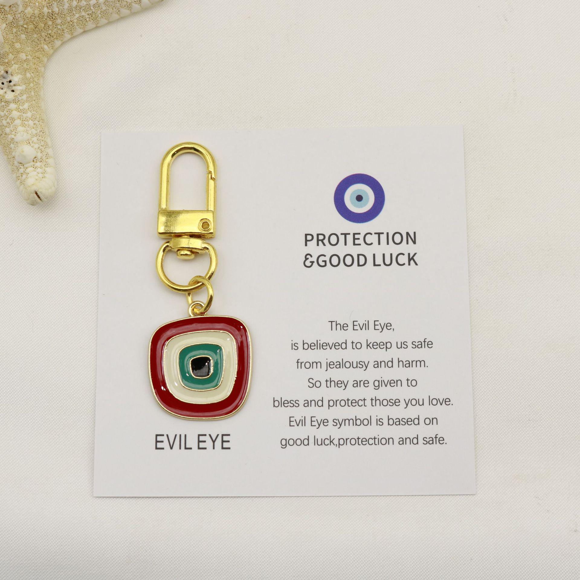 Blue Evil Eye Keychain Pendant: Good Luck Card & Protection Charm