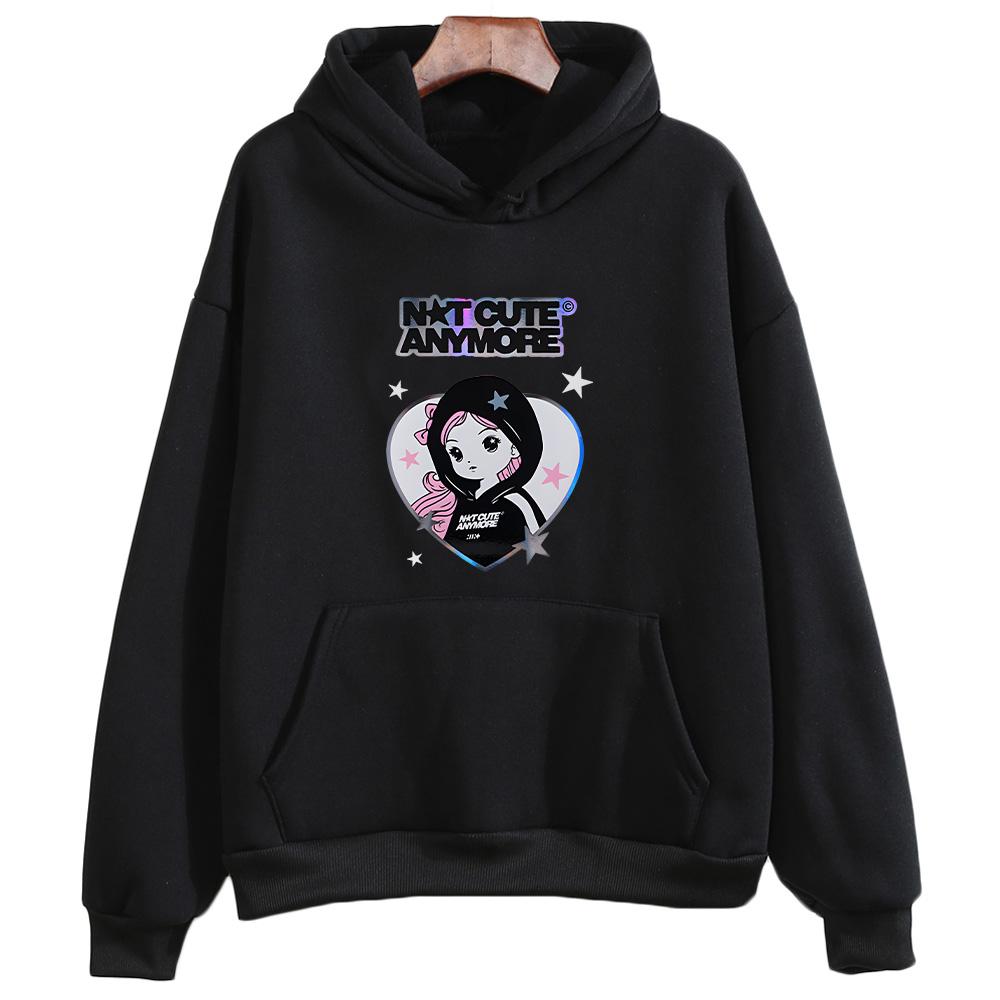 Korea Kpop ILLIT Kapuce Kapela ILLIT Už Ne Roztomilý Potisk Oblečení Pánské Dámské Trend Y2k Pulovr Unisex Ležérní Fleecová Streetwear