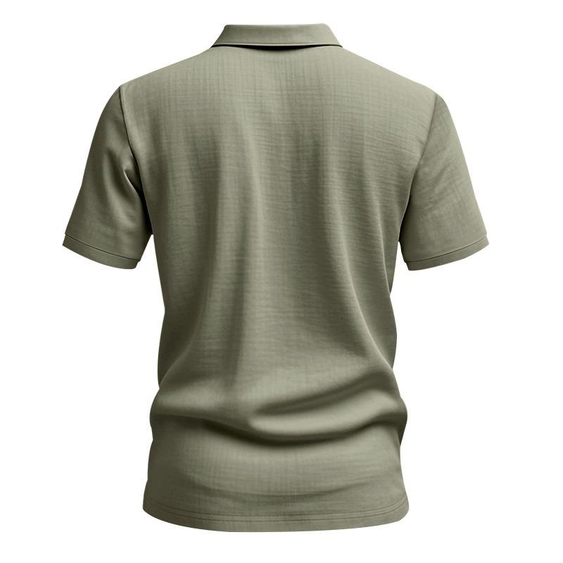 Mens Short Sleeve Linen Loose Casual Collar Polo T Shirt