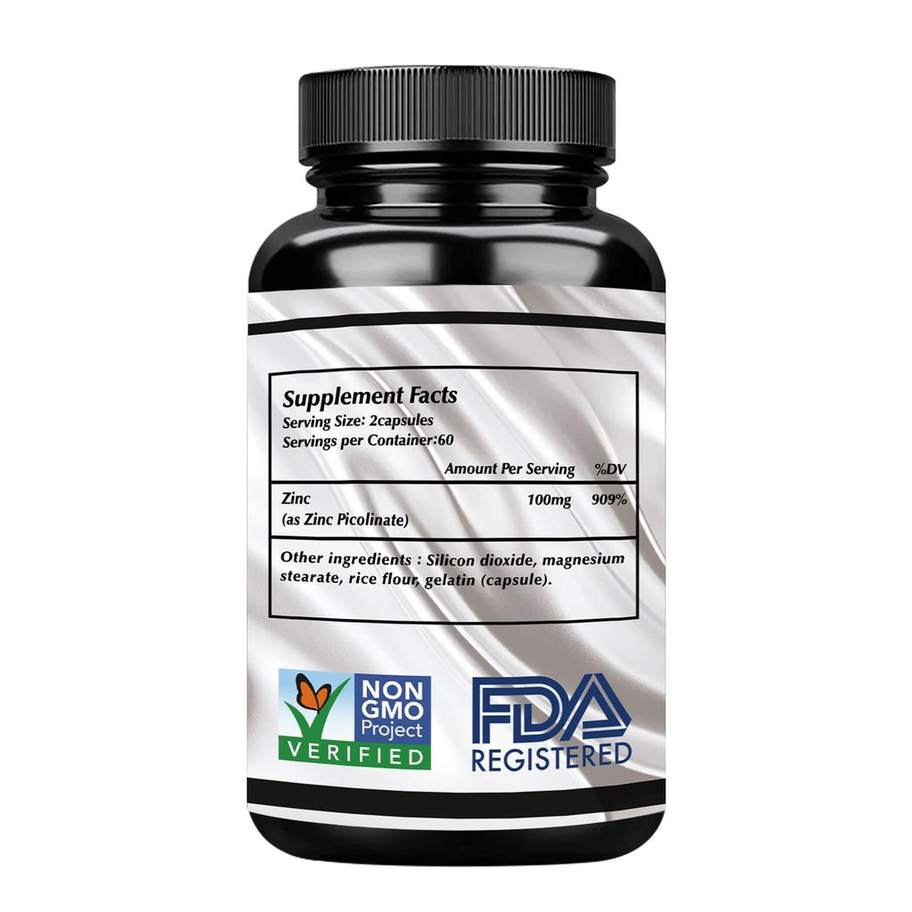 Coolkin Zinc Extract Capsules, 100 Mg Per Serving, non-GMO, Suitable for Both Men and Women, High Absorption Rate.