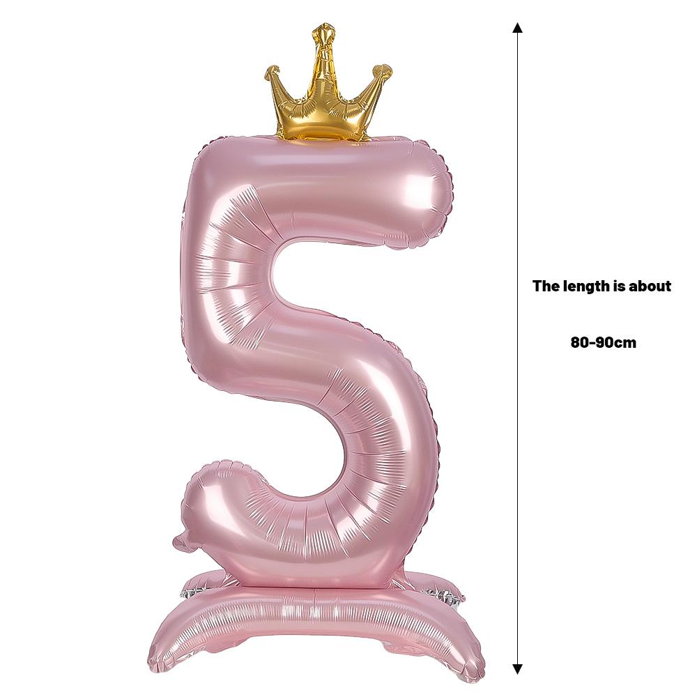 Balão digital de alumínio rosa com decoração de coroa de 42 polegadas, balão com número para decoração de festa de aniversário, suprimentos para meninas, lembrancinha de aniversário
