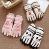 Ski gloves female cute warm velvet thickened windproof and cold couple warm gloves